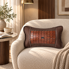 Pernă din bambus cu frunze de ceai – sprijin pentru spate, circulație și relaxare, 46 × 24 × 12 cm