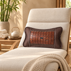 Pernă din bambus cu frunze de ceai – sprijin pentru spate, circulație și relaxare, 46 × 24 × 12 cm