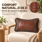 Pernă din bambus cu frunze de ceai – sprijin pentru spate, circulație și relaxare, 46 × 24 × 12 cm