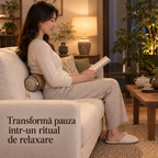 Pernă ortopedică tip rulou cu frunze de ceai – sprijin confortabil pentru spate și ceafă