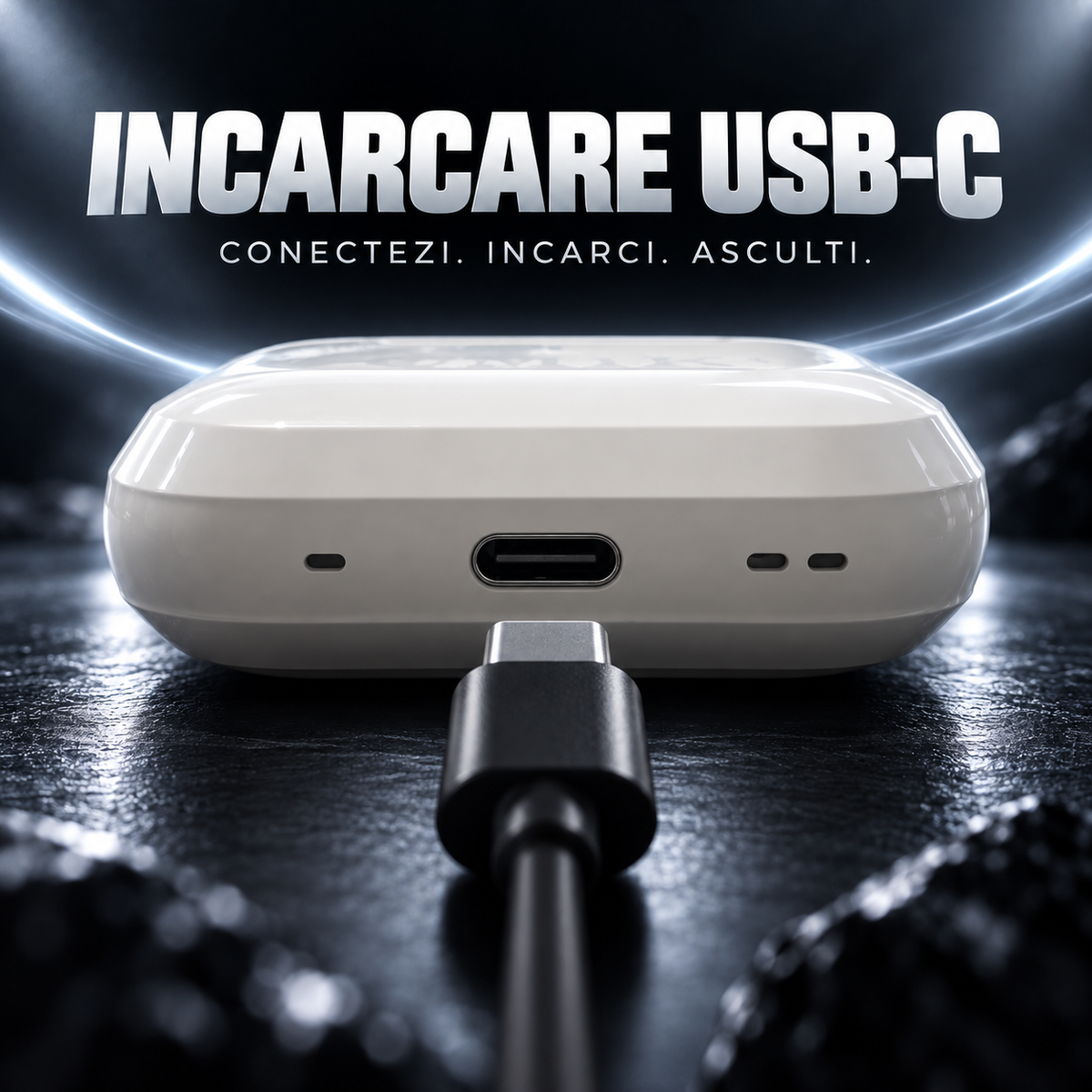 Căști wireless CMiK cu sunet captivant – control tactil și încărcare USB-C