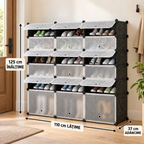 Pantofar modular cu 18 uși – depozitare compactă și organizată, 37 × 110 × 125 cm