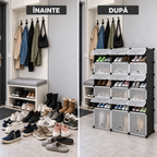 Pantofar modular cu 18 uși – depozitare compactă și organizată, 37 × 110 × 125 cm