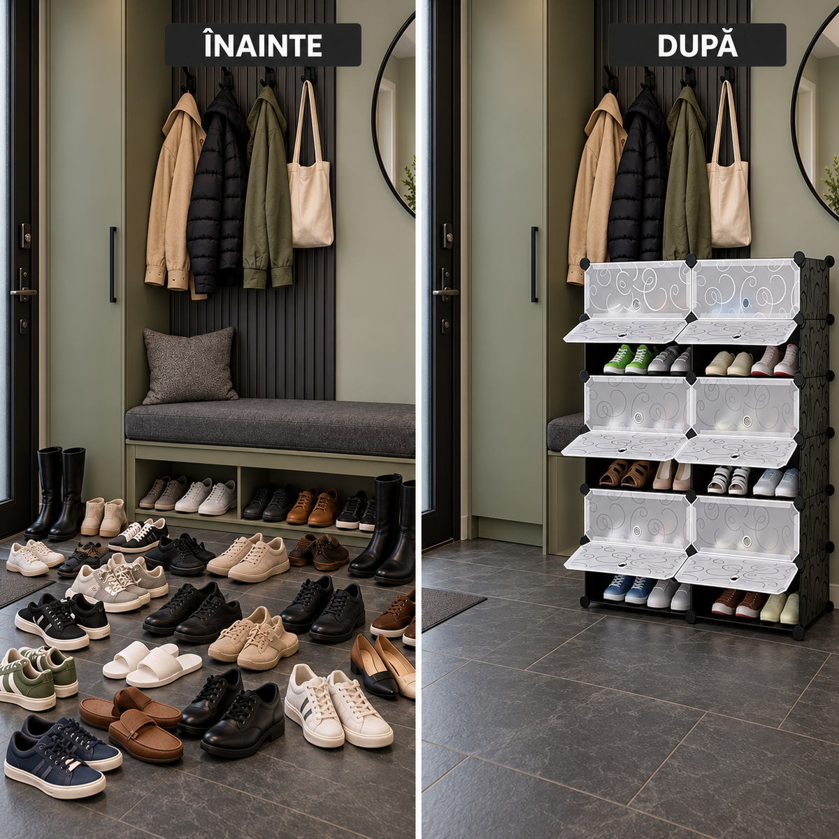Pantofar modular cu 12 uși – depozitare compactă și flexibilă, 37 × 95 × 108 cm