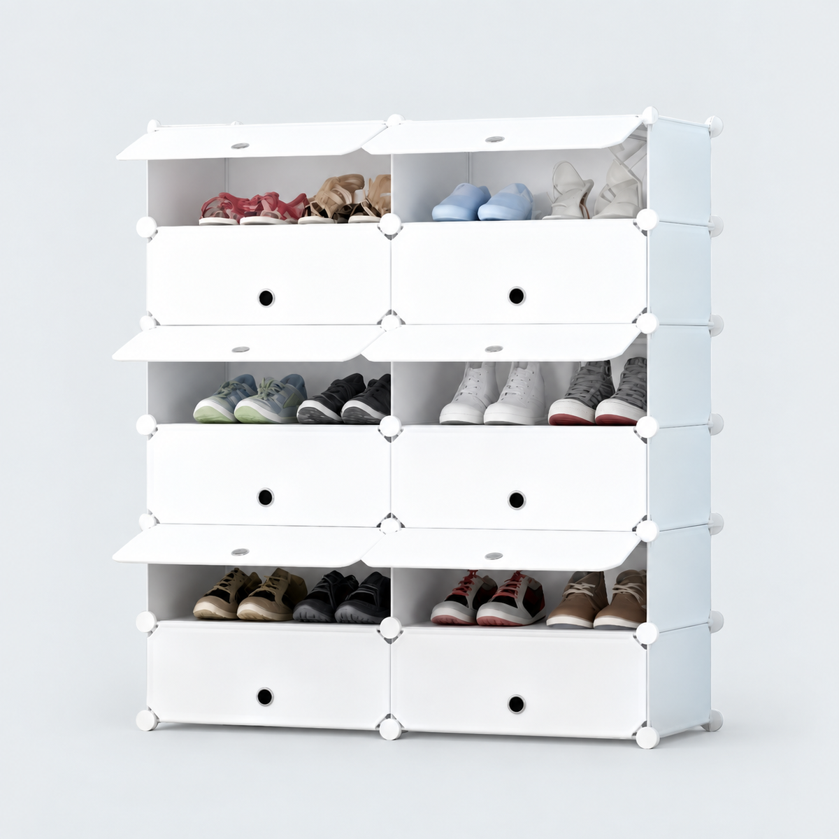 Pantofar modular cu 12 uși – depozitare compactă și flexibilă, 37 × 95 × 108 cm