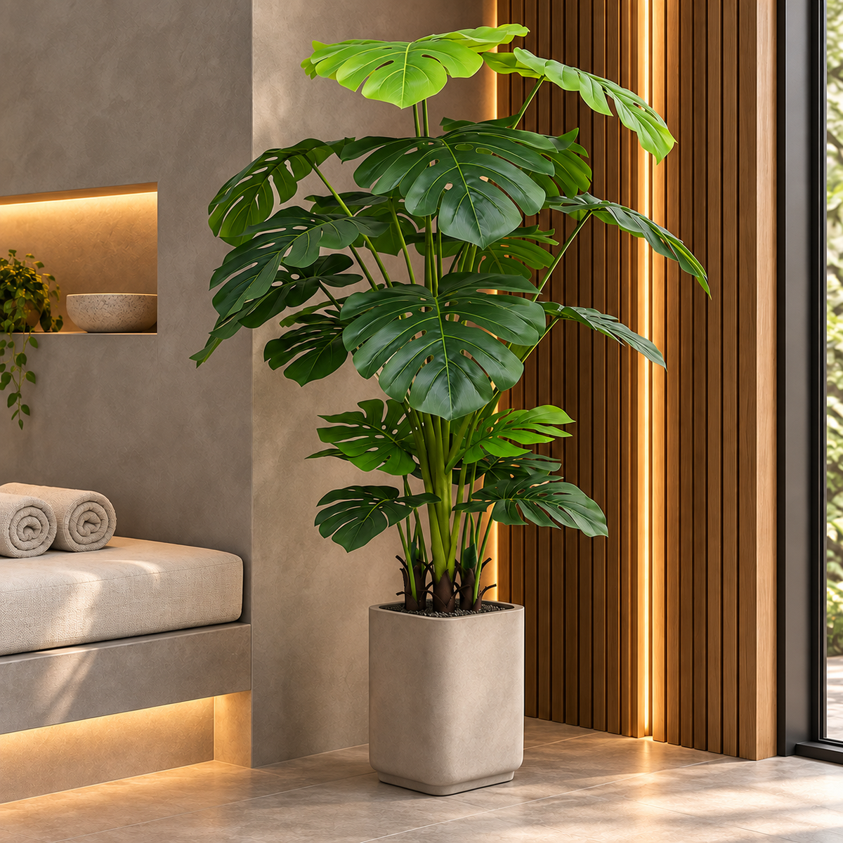 Monstera artificială cu 21 frunze – decor verde fără întreținere, 170 cm