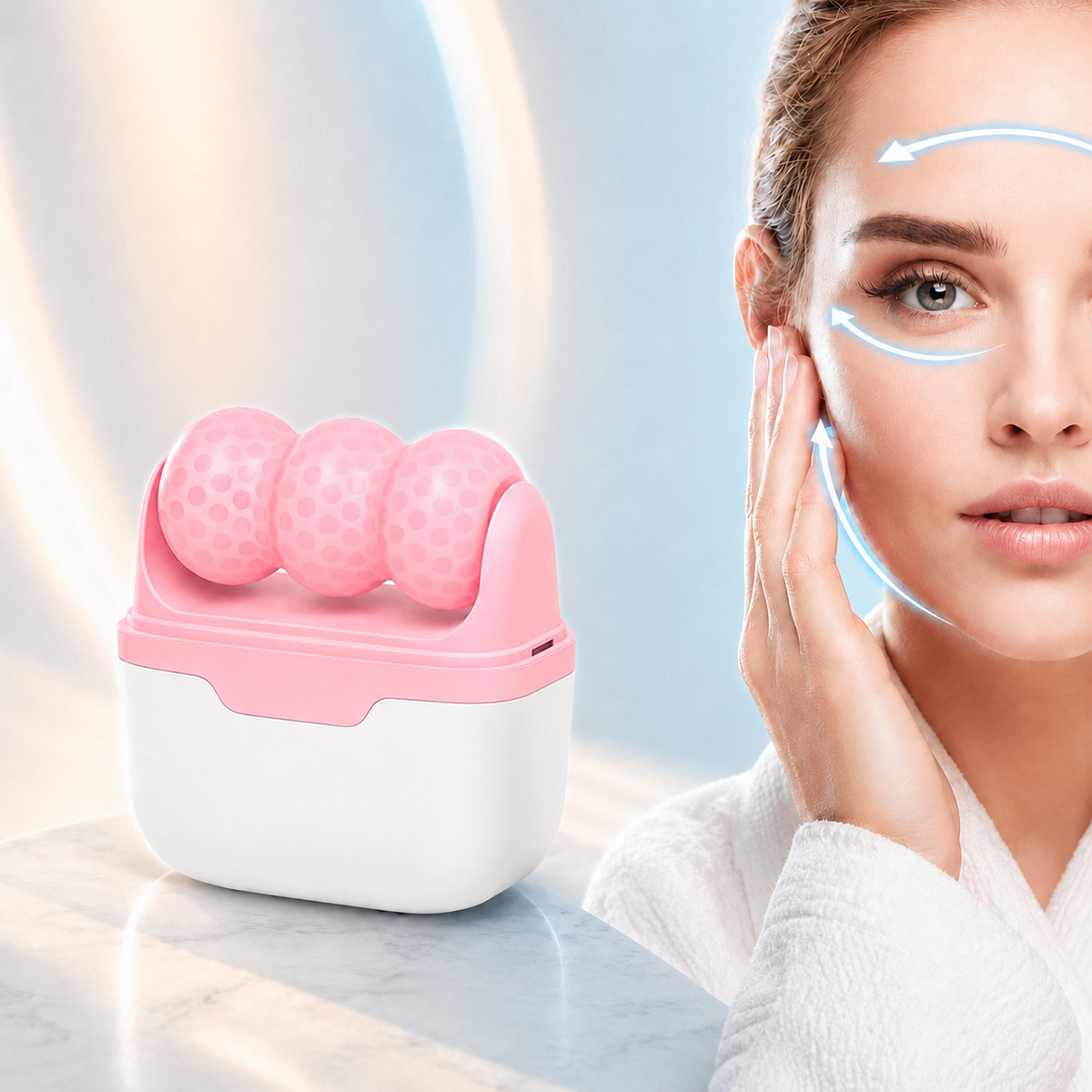 Ice Roller, Aparat de Masaj Facial și Corporal cu Efect Răcoritor, pentru Față, Tâmple, Gât și Zone Tensionate, Portabil, 10x8.5x3.5 cm