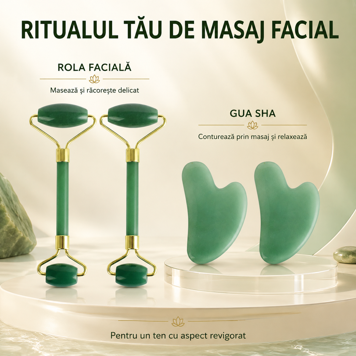 2 pachete la preț 1 pentru masaj facial, relaxare, reducerea aspectului umflat și revitalizarea tenului