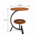 Măsuță de Cafea SmartSpace Duo, Cadru Metalic Negru, 2 Blaturi și Finisaj cu Aspect de Lemn, 40 × 30 × 57 cm