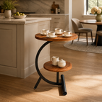 Măsuță de Cafea SmartSpace Duo, Cadru Metalic Negru, 2 Blaturi și Finisaj cu Aspect de Lemn, 40 × 30 × 57 cm