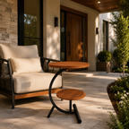 Măsuță de Cafea SmartSpace Duo, Cadru Metalic Negru, 2 Blaturi și Finisaj cu Aspect de Lemn, 40 × 30 × 57 cm