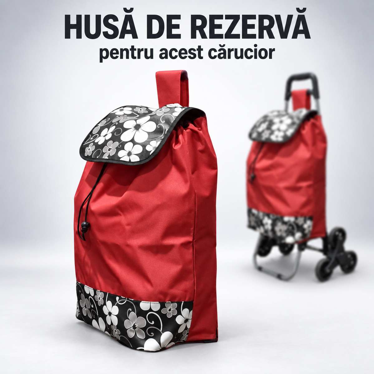 Husă de Rezervă pentru Cărucior de Cumpărături Pliabil, Impermeabilă, Capacitate 37 L, Susține până la 25 kg
