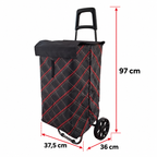 Cărucior de Cumpărături Maxi XXL, Pliabil, cu Cadru Metalic Ramforsat, Sac Impermeabil Detașabil, 62 L și 2 Roți
