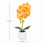 Orhidee Artificială Decorativă în Ghiveci Ceramic – Eleganță Naturală pentru Orice Interior