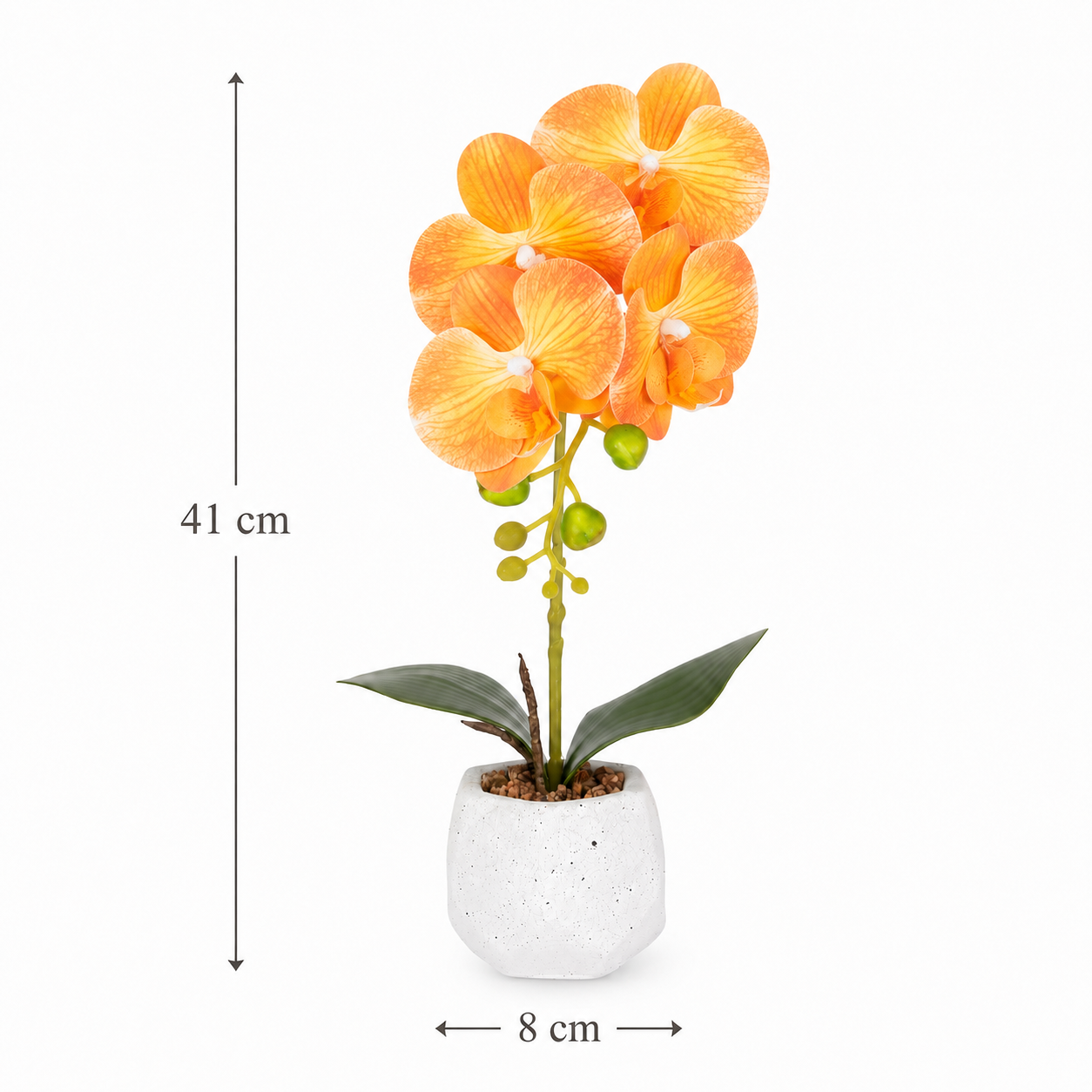 Orhidee Artificială Decorativă în Ghiveci Ceramic – Eleganță Naturală pentru Orice Interior