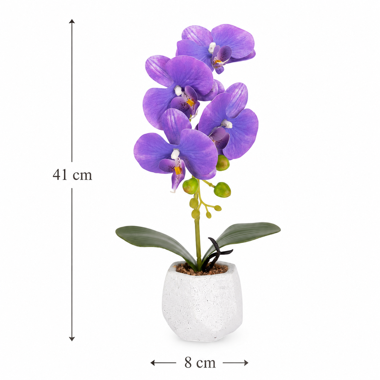 Orhidee Artificială Decorativă în Ghiveci Ceramic – Eleganță Naturală pentru Orice Interior