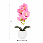 Orhidee Artificială Decorativă în Ghiveci Ceramic – Eleganță Naturală pentru Orice Interior