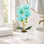 Orhidee Artificială Decorativă în Ghiveci Ceramic – Eleganță Naturală pentru Orice Interior