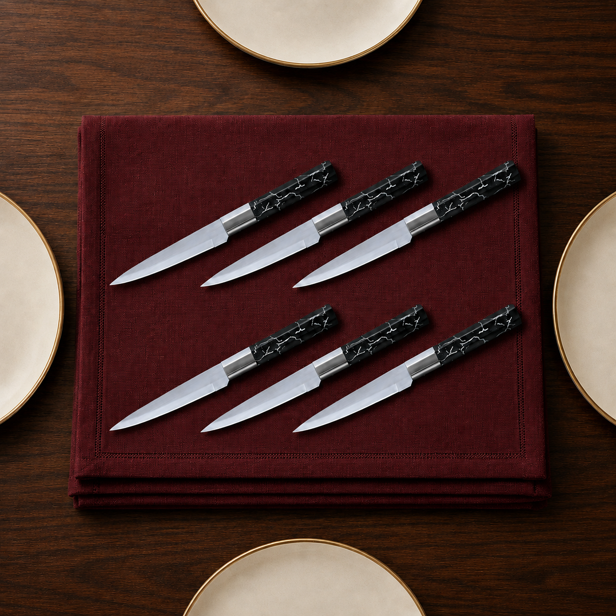 Set 6 Cuțite de Masă, Oțel Inoxidabil, 12 cm