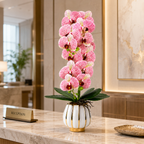 Orhidee Artificială Decorativă în Ghiveci Ceramic Premium – Rafinament Floral și Aspect Natural pentru Orice Interior, 79cm