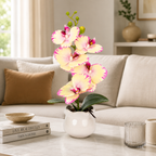 Orhidee Artificială Decorativă în Ghiveci Ceramic – Eleganță Florală pentru Casă și Birou, 49cm
