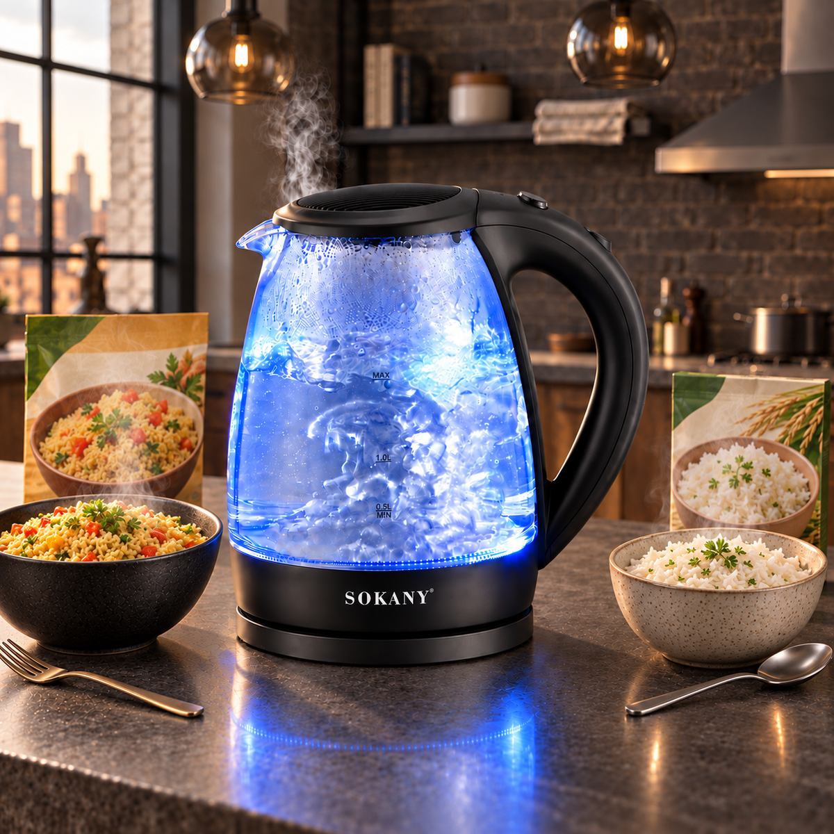Fierbător electric TermoGlass Titan  – apă fierbinte rapid pentru întreaga familie, 2 L și 2000 W
