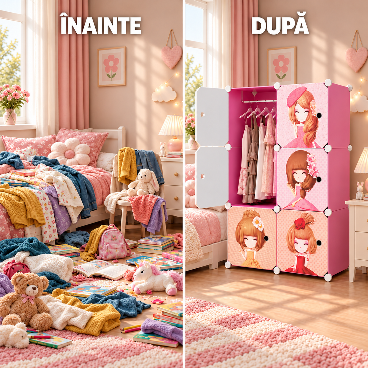 Dulap Modular pentru Copii MagicNest, cu 6 sau 8 Uși, pentru Haine, Jucării și Cărți – 4 Variante