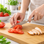 Pachet Cuțit și Satâr KitchenDuo, 2 Piese cu Lame din Inox, pentru Tăiere, Feliere și Porționare – 2 Variante