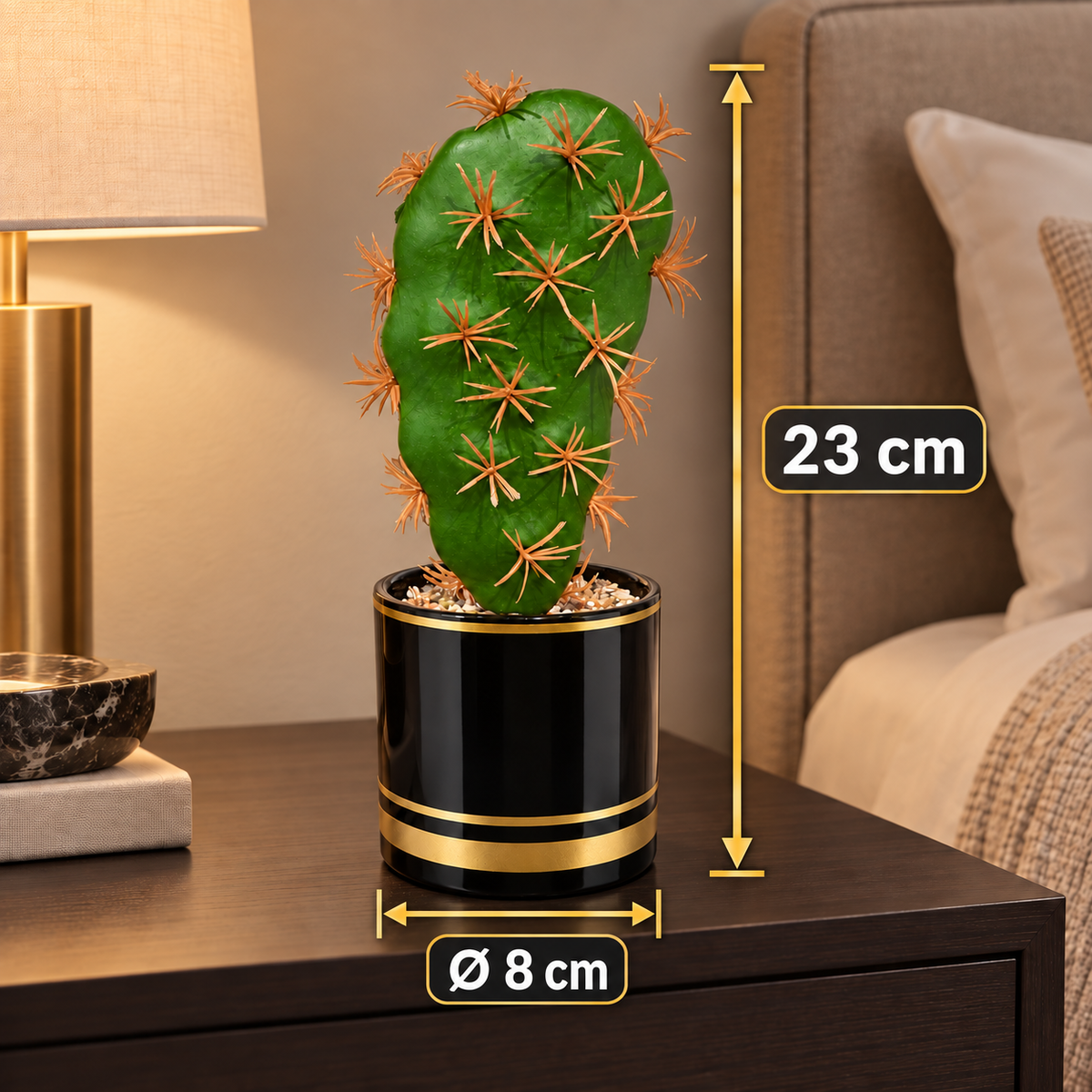 Cactus artificial decorativ în ghiveci – accent verde fără întreținere