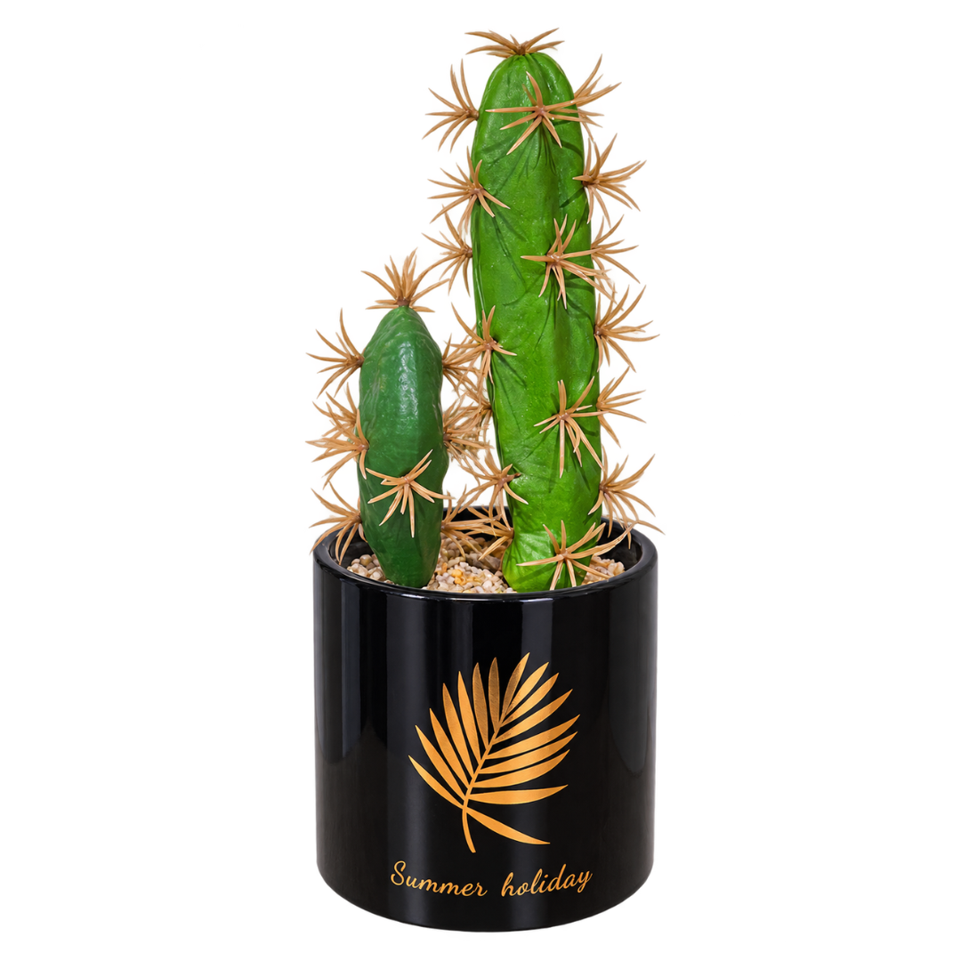 Cactus artificial decorativ în ghiveci – accent verde fără întreținere