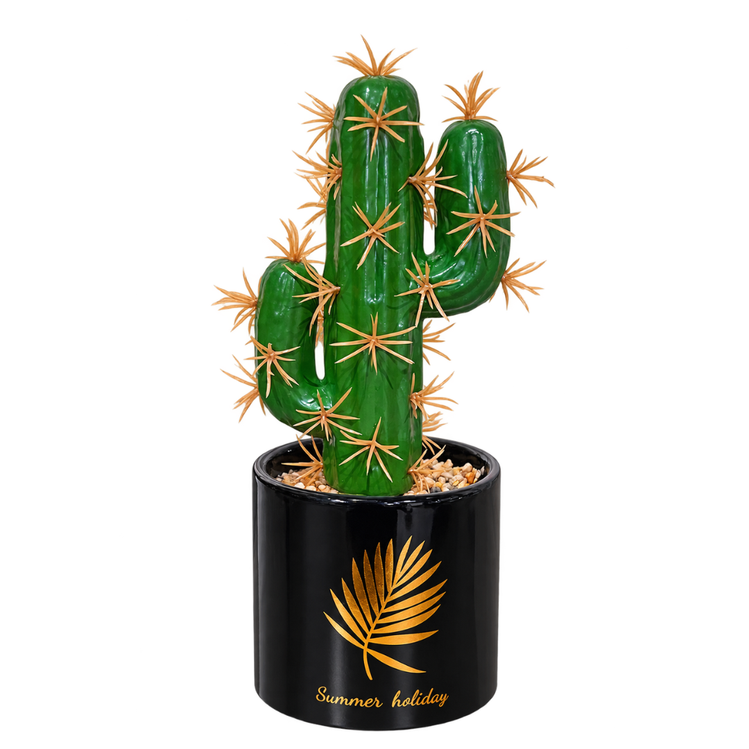 Cactus artificial decorativ în ghiveci – accent verde fără întreținere
