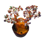 Fântână Decorativă cu Copac Feng Shui și Pietre Semiprețioase, Iluminare LED, Pompă Submersibilă, 23 cm
