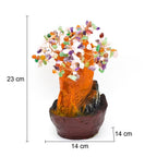 Fântână Decorativă cu Copac Feng Shui și Pietre Semiprețioase, Iluminare LED, Pompă Submersibilă, 23 cm