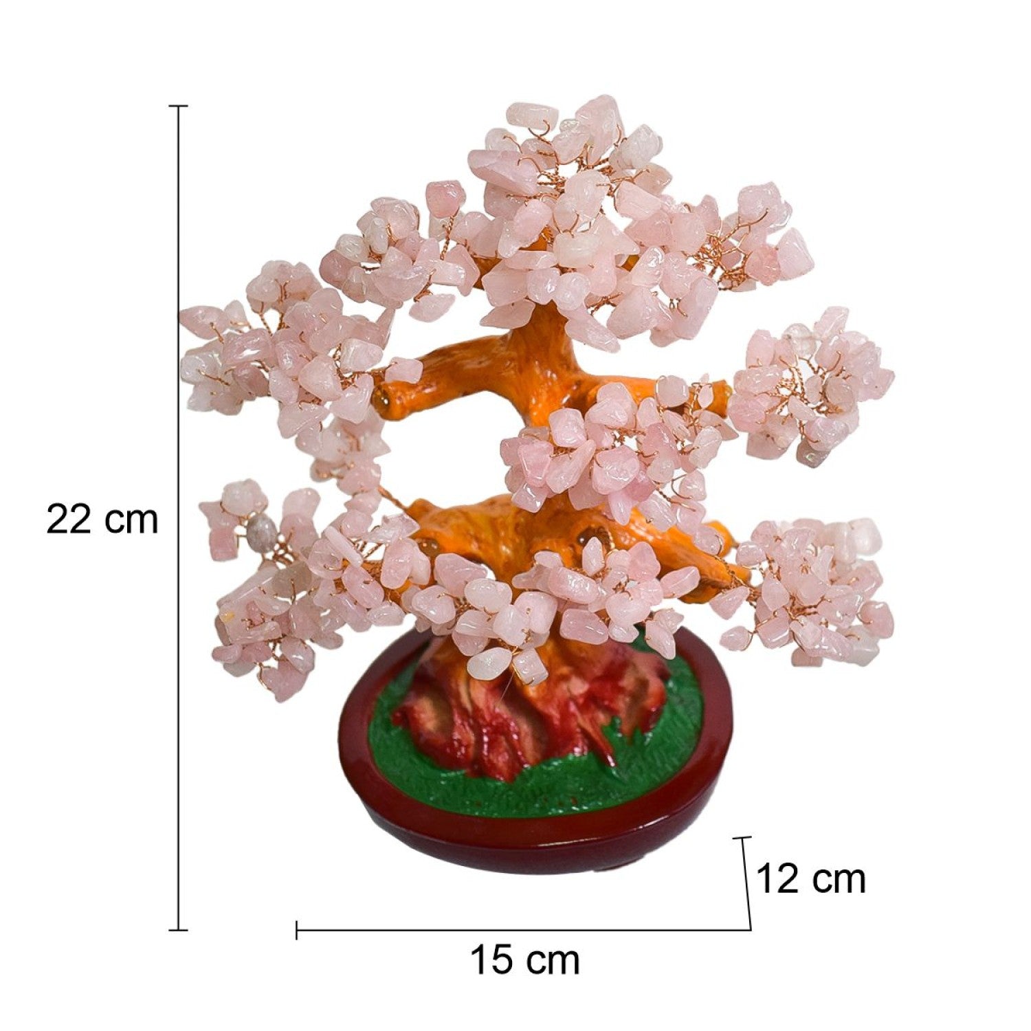 Copac Feng Shui Decorativ cu Pietre Semiprețioase și Suport Ceramic – Armonie și Eleganță, 22 cm