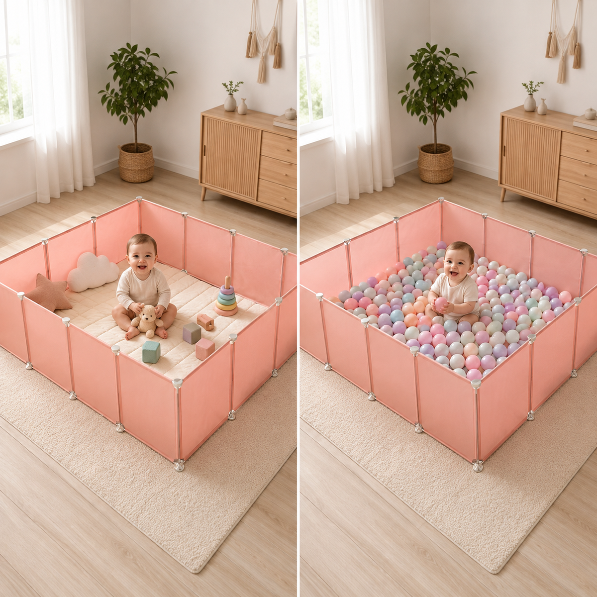Sistem Modular Multifuncțional, 14 Panouri + Sistem de Îmbinare, pentru Spatțiu Copii, Animale de Companie și Depozitare, 140 × 105 × 35 cm