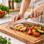 Pachet Cuțit și Satâr KitchenDuo, 2 Piese cu Lame din Inox, pentru Tăiere, Feliere și Porționare – 2 Variante