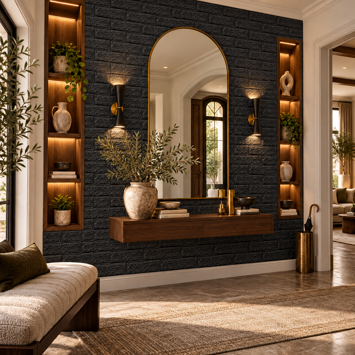 Tapet 3D Autoadeziv BrickAura, Set de 10 Panouri 70x77 din Spumă Moale, Model Cărămidă, Montaj Rapid, Acoperire 5,3 m² – 5 Variante