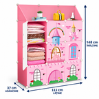 Dulap Modular pentru Copii MagicNest, cu 9 Uși și Imprimeuri Colorate, pentru Haine, Lenjerii, Jucării și Cărți – 4 Variante