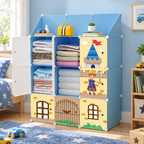Dulap Modular pentru Copii MagicNest, cu 9 Uși și Imprimeuri Colorate, pentru Haine, Lenjerii, Jucării și Cărți – 4 Variante