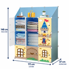 Dulap Modular pentru Copii MagicNest, cu 9 Uși și Imprimeuri Colorate, pentru Haine, Lenjerii, Jucării și Cărți – 4 Variante