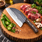 Pachet Cuțit și Satâr KitchenDuo, 2 Piese cu Lame din Inox, pentru Tăiere, Feliere și Porționare – 2 Variante