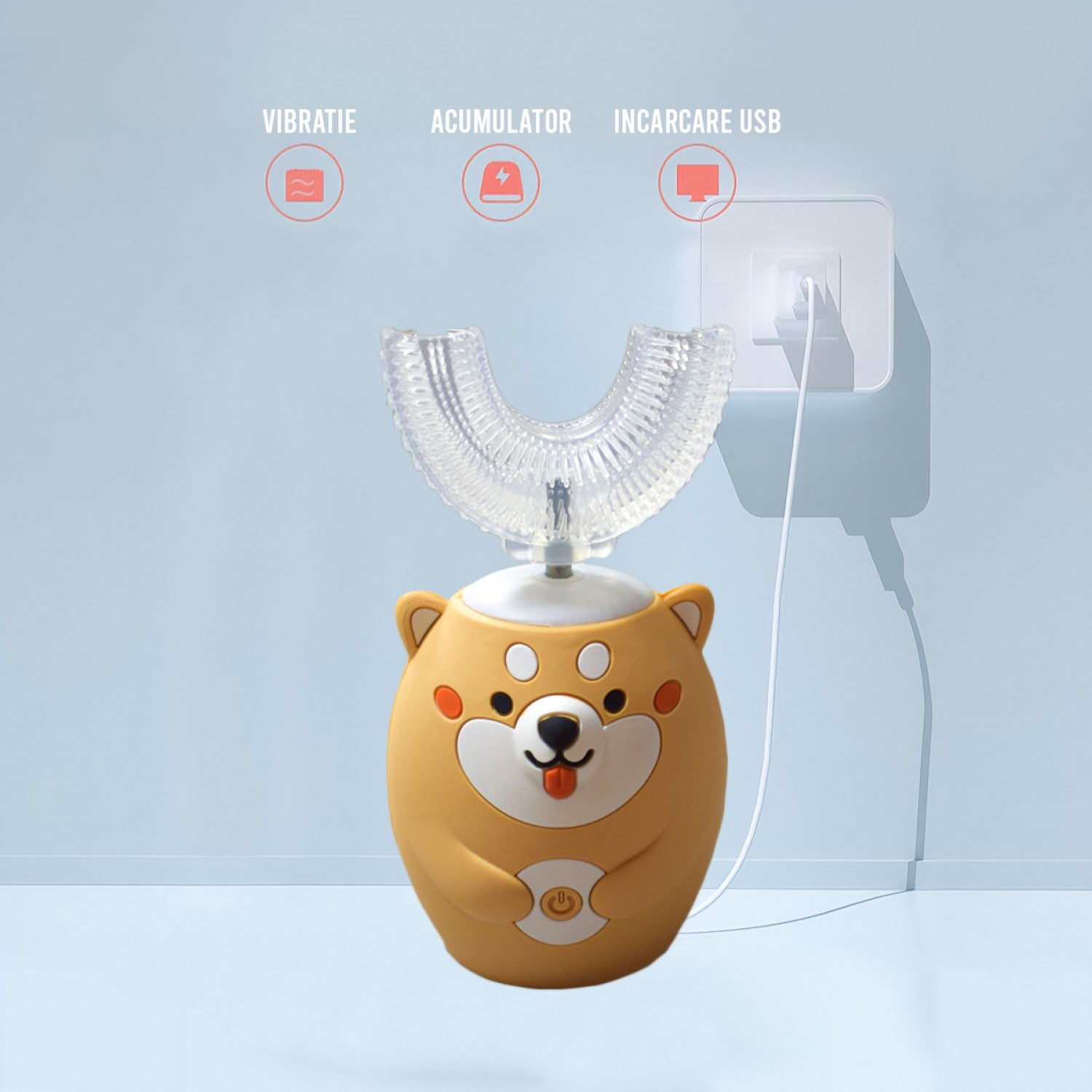 Periuță de dinți electrică DentalHero pentru copii 3-12 ani, 5 programe, acumulator, încărcare USB