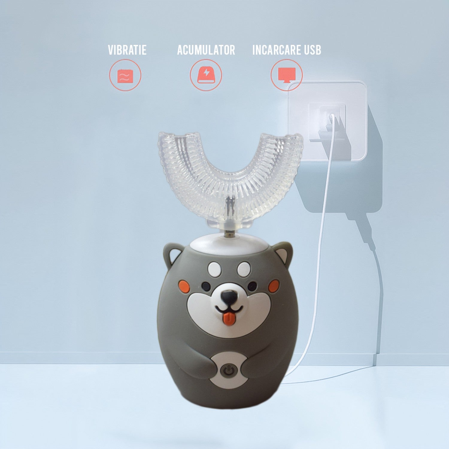 Periuță de dinți electrică DentalHero pentru copii 3-12 ani, 5 programe, acumulator, încărcare USB