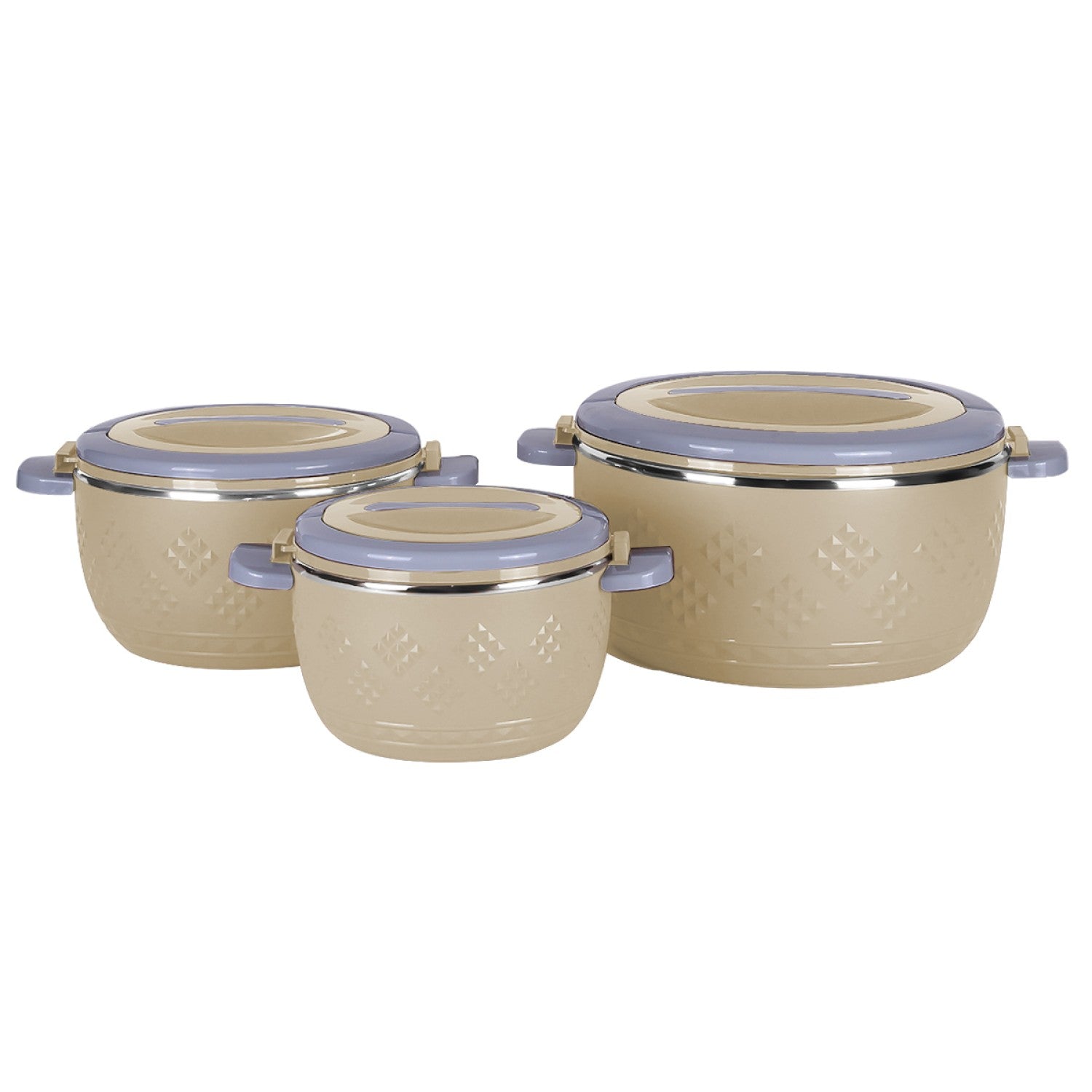 ThermoGrip Inox - SET 3 Caserole termice premium cu interior din Inox și Izolație din Spumă, Până la 4h Cald / 6h Rece - diferite modele