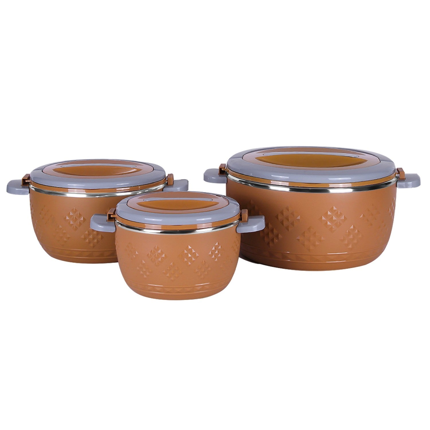 ThermoGrip Inox - SET 3 Caserole termice premium cu interior din Inox și Izolație din Spumă, Până la 4h Cald / 6h Rece - diferite modele