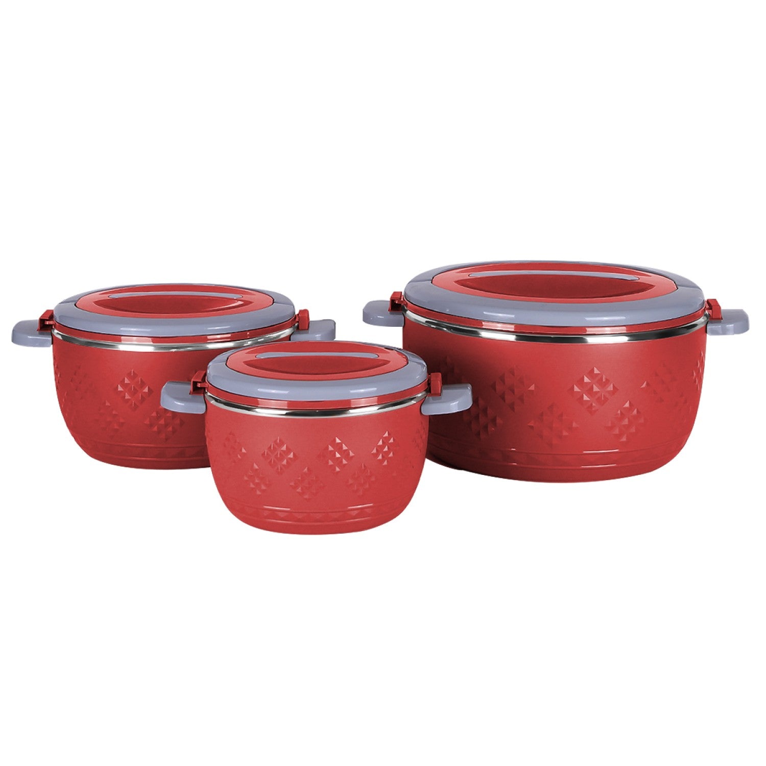 ThermoGrip Inox - SET 3 Caserole termice premium cu interior din Inox și Izolație din Spumă, Până la 4h Cald / 6h Rece - diferite modele
