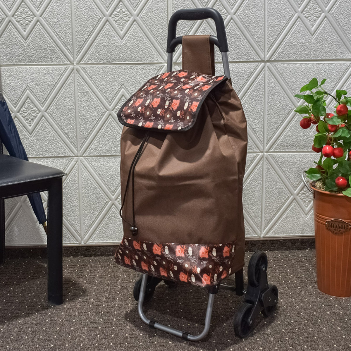 Cărucior de Cumpărături EasyWalk Pro, Pliabil cu 6 Roți pentru Urcarea Scărilor, Sac Impermeabil Detașabil, Cadru Rezistent, 37 L