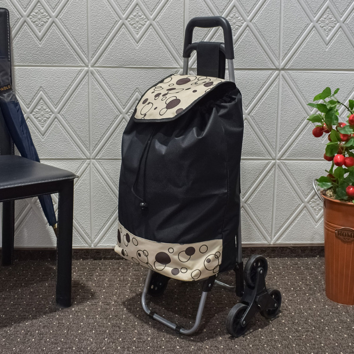 Cărucior de Cumpărături EasyWalk Pro, Pliabil cu 6 Roți pentru Urcarea Scărilor, Sac Impermeabil Detașabil, Cadru Rezistent, 37 L