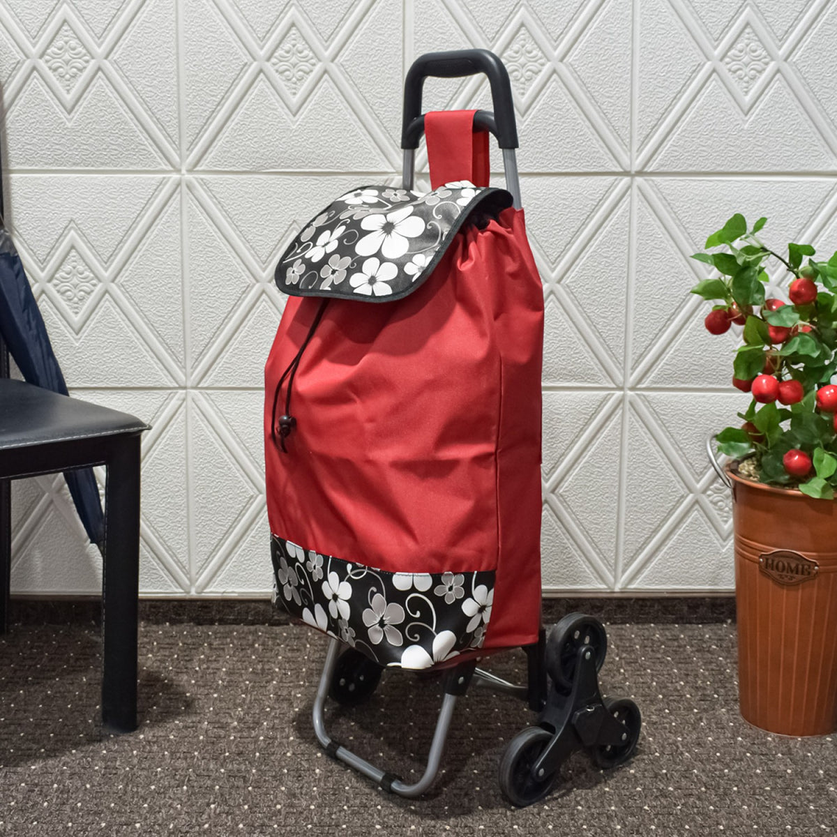 Cărucior de Cumpărături EasyWalk Pro, Pliabil cu 6 Roți pentru Urcarea Scărilor, Sac Impermeabil Detașabil, Cadru Rezistent, 37 L
