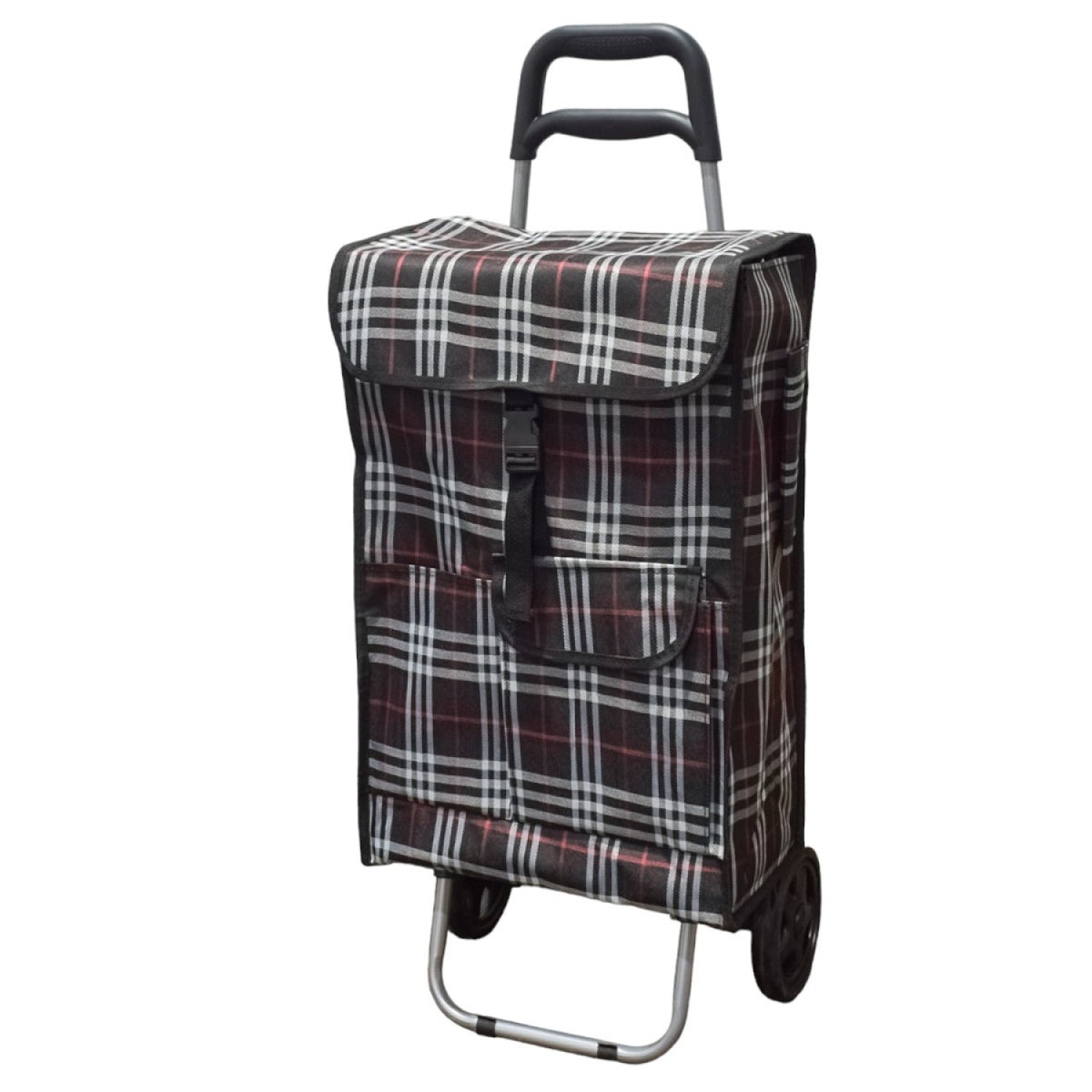 Cărucior XXL de Cumpărături Pliabil, cu Cadru Metalic Interior, Sac Impermeabil și Detașabil, 43 L și 2 Roți